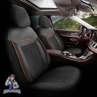 Thumbnail for Audi A4 Seat Covers Comfortline Vip Design Dark Red 5 Seats + Headrests (Full Set) Leather & Embroidered VIP Foal Feather Fabric