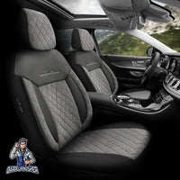 Thumbnail for Audi A6 Seat Covers Comfortline Vip Design Gray 5 Seats + Headrests (Full Set) Leather & Embroidered VIP Foal Feather Fabric