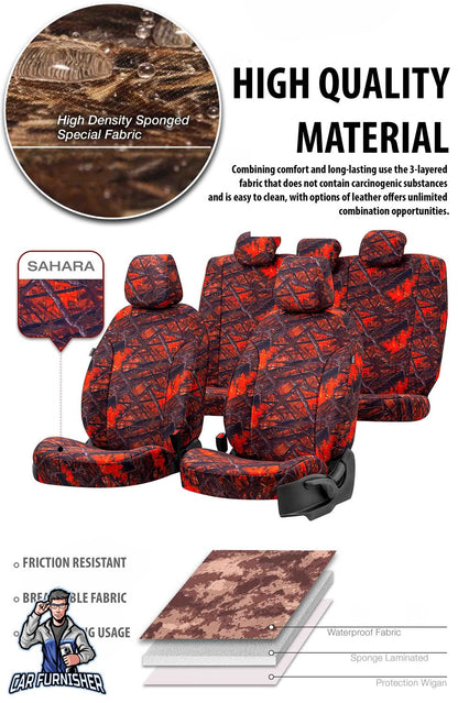 Volkswagen Caddy Seat Cover Camouflage Waterproof Design Kalahari Camo Waterproof Fabric