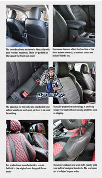 Thumbnail for Dacia Spring Seat Covers Amsterdam Foal Feather Design Black Leather & Foal Feather