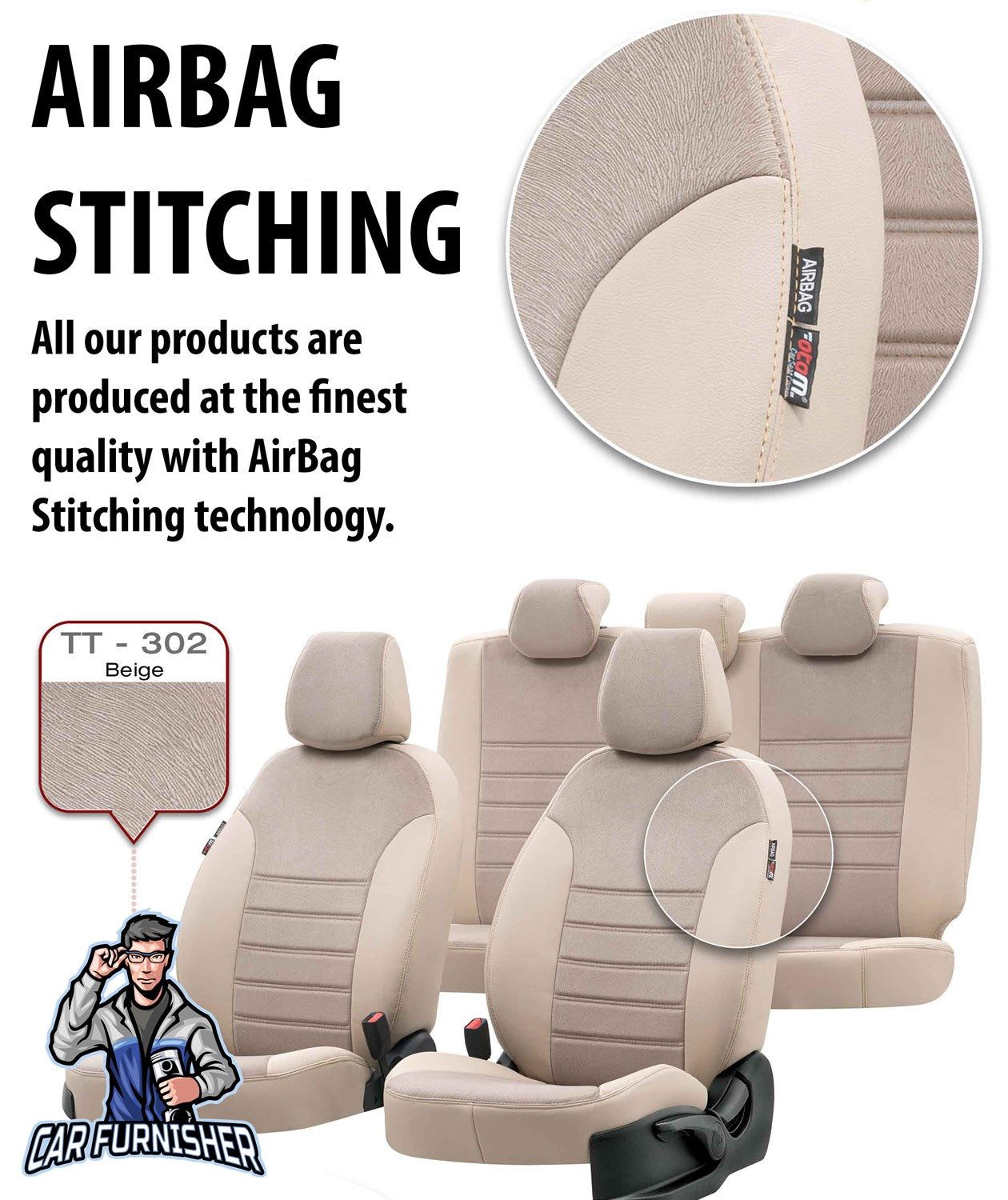 Dacia Spring Seat Covers London Foal Feather Design Ivory Leather & Foal Feather