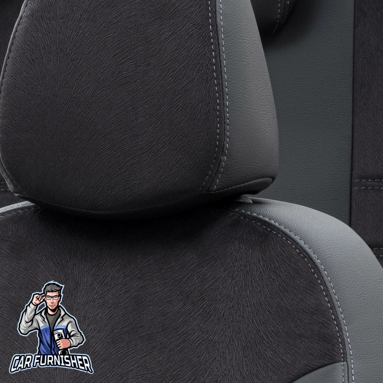 Dacia Spring Seat Covers London Foal Feather Design Black Leather & Foal Feather