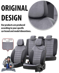 Thumbnail for Dacia Spring Seat Covers London Foal Feather Design Smoked Black Leather & Foal Feather