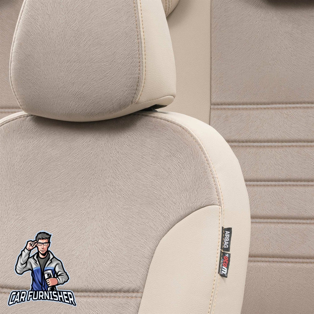 Dacia Spring Seat Covers London Foal Feather Design Beige Leather & Foal Feather