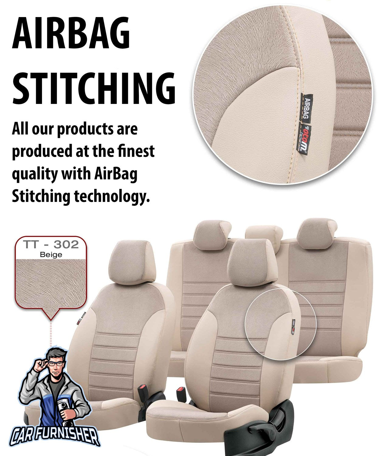 Dacia Spring Seat Covers London Foal Feather Design Smoked Black Leather & Foal Feather