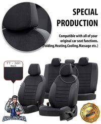 Thumbnail for Dacia Spring Seat Covers London Foal Feather Design Black Leather & Foal Feather