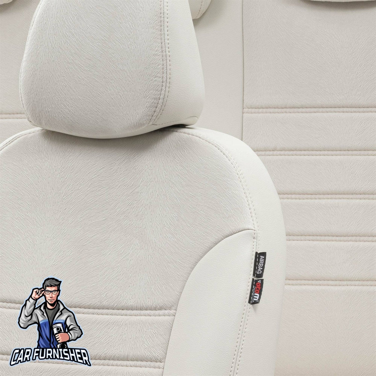 Dacia Spring Seat Covers London Foal Feather Design Ivory Leather & Foal Feather