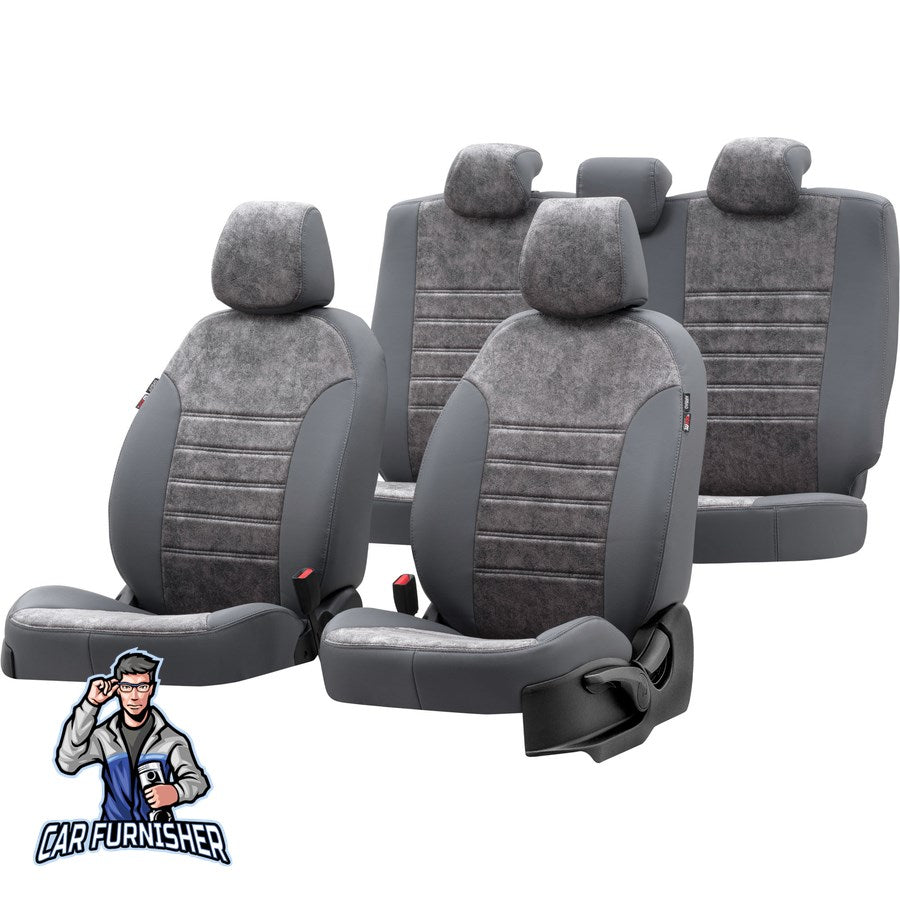 Dacia Spring Seat Covers Milano Suede Design Smoked Leather & Suede Fabric