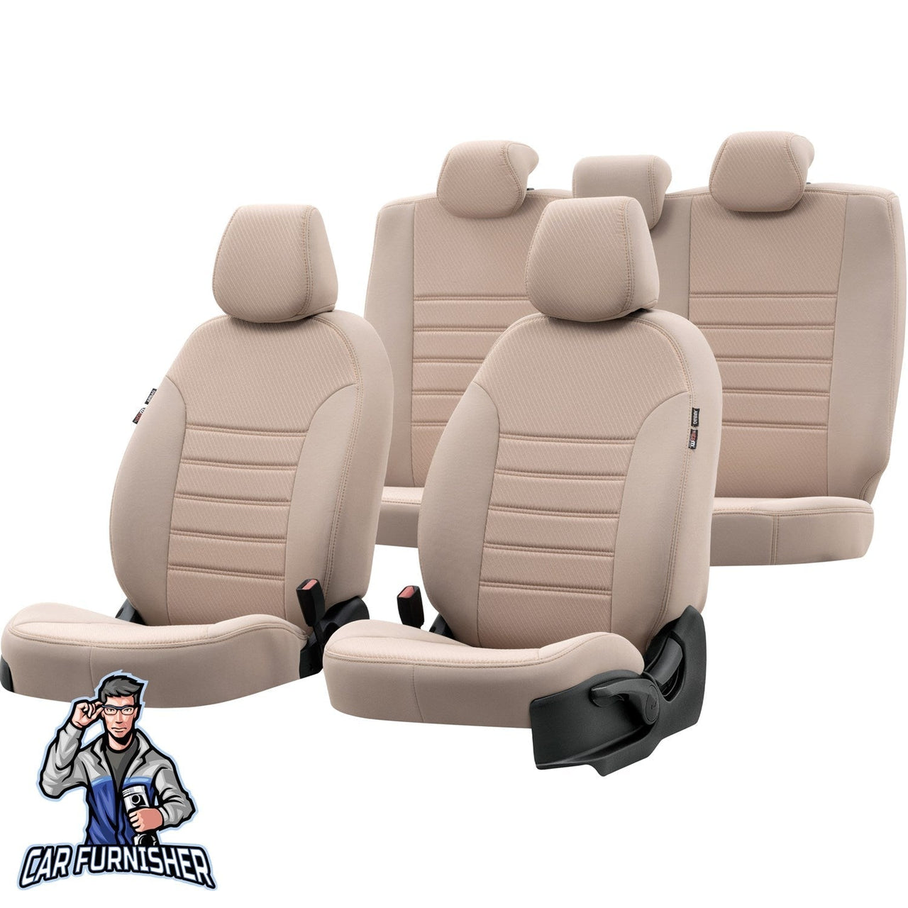 Dacia Spring Seat Covers Original Jacquard Design Dark Beige Jacquard Fabric