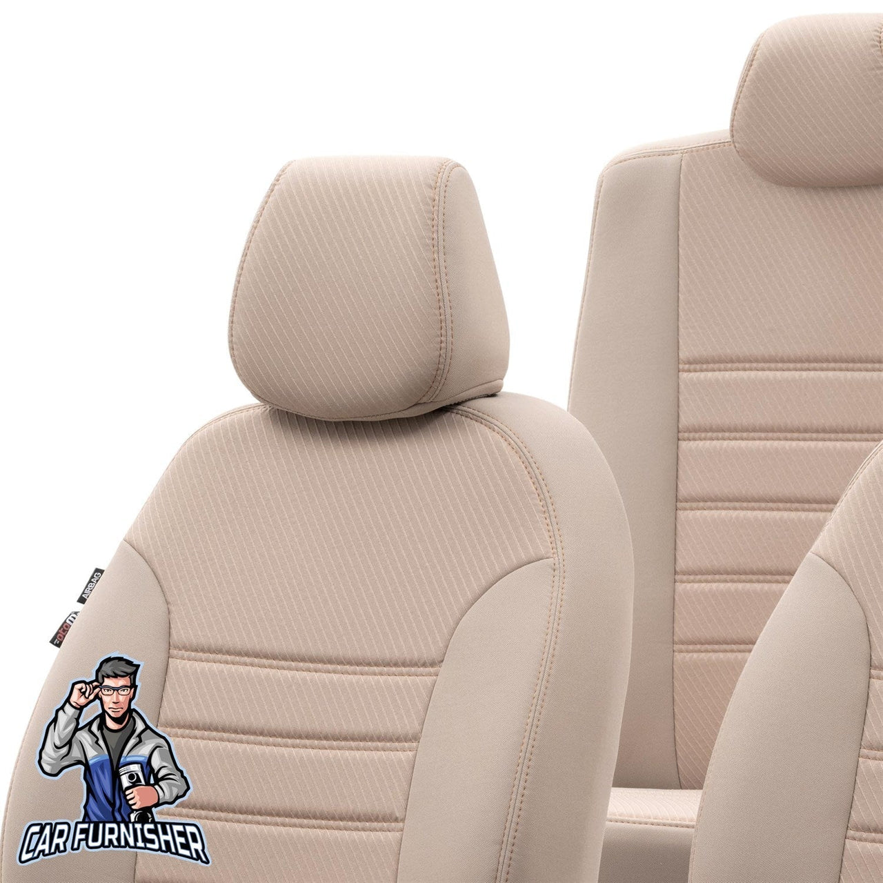Dacia Spring Seat Covers Original Jacquard Design Dark Beige Jacquard Fabric