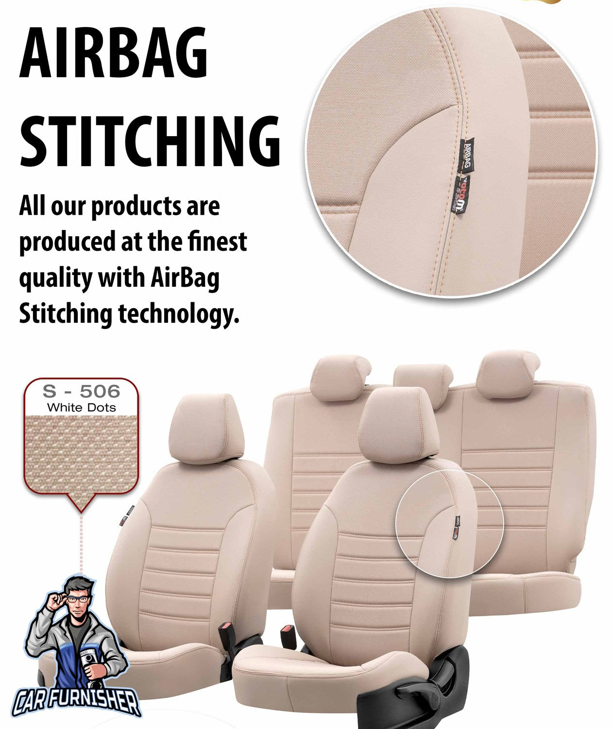 Dacia Spring Seat Covers Paris Leather & Jacquard Design Dark Beige Leather & Jacquard Fabric