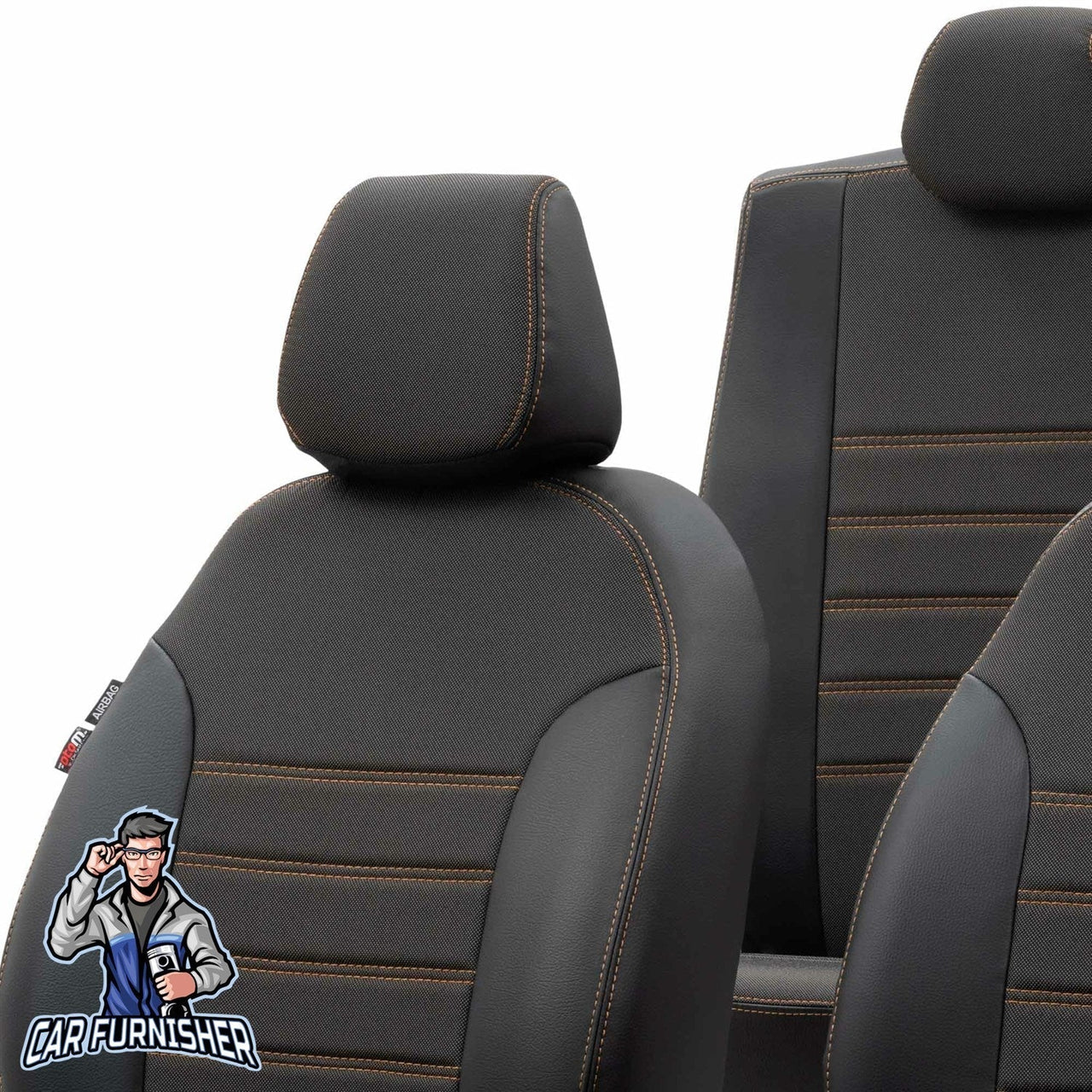 Dacia Spring Seat Covers Paris Leather & Jacquard Design Dark Beige Leather & Jacquard Fabric