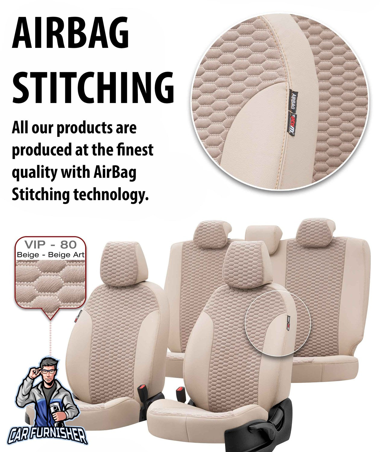Dacia Spring Seat Covers Tokyo Foal Feather Design Beige Leather & Foal Feather