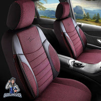 Thumbnail for Audi Q2 Seat Covers Elegant Design Burgundy 5 Seats + Headrests (Full Set) Leather & Woven Fabric