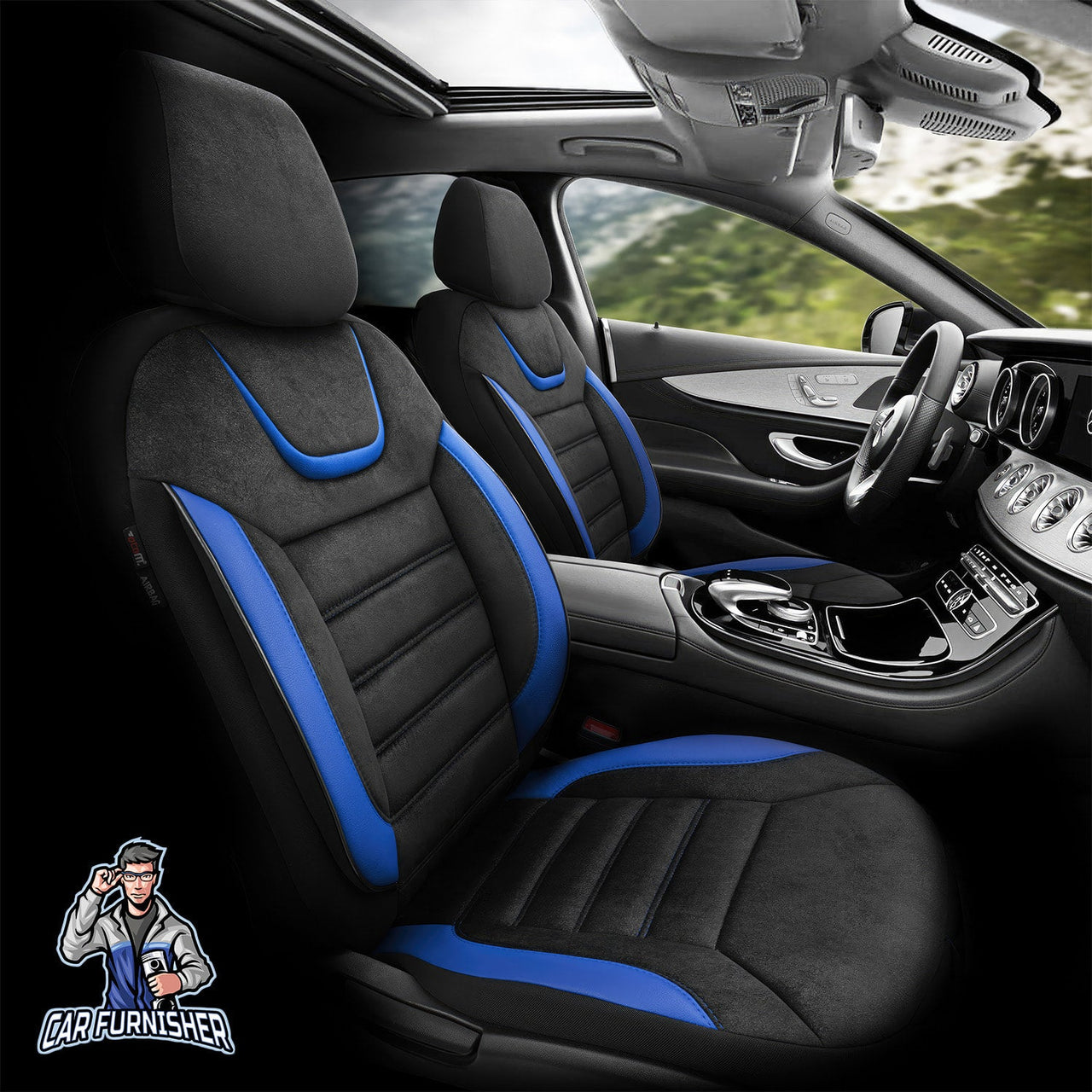 Volkswagen Jetta Seat Covers Extra Support Iconic Design Blue 5 Seats + Headrests (Full Set) Leather & Lacoste Fabric