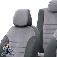 Thumbnail for Fiat Siena Seat Covers Tokyo Foal Feather Design Smoked Black Leather & Foal Feather