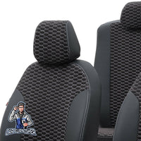 Thumbnail for Fiat Siena Seat Covers Tokyo Leather Design Dark Gray Leather & Foal Feather