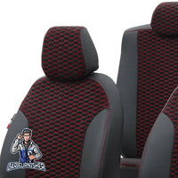 Thumbnail for Ford Transit Custom Seat Covers Tokyo Foal Feather Design Red Leather & Foal Feather