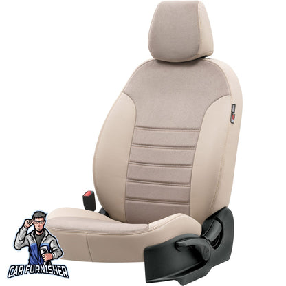 Ford Fiesta Seat Covers London Foal Feather Design Beige Leather & Foal Feather