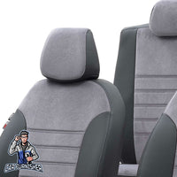 Thumbnail for Ford Fiesta Seat Covers London Foal Feather Design Smoked Black Leather & Foal Feather