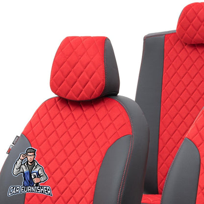 Ford Ranger Seat Covers Madrid Foal Feather Design Red Leather & Foal Feather