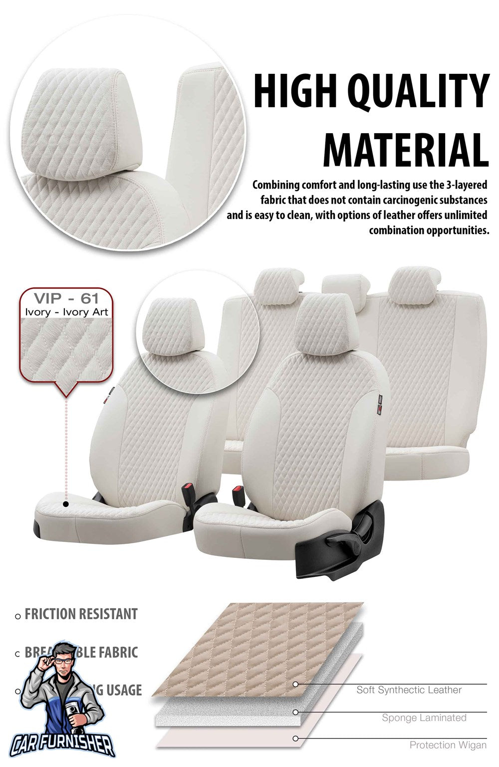 Ford S-Max Seat Covers Amsterdam Foal Feather Design Ivory Leather & Foal Feather