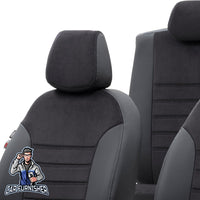 Thumbnail for Ford S-Max Seat Covers London Foal Feather Design Black Leather & Foal Feather