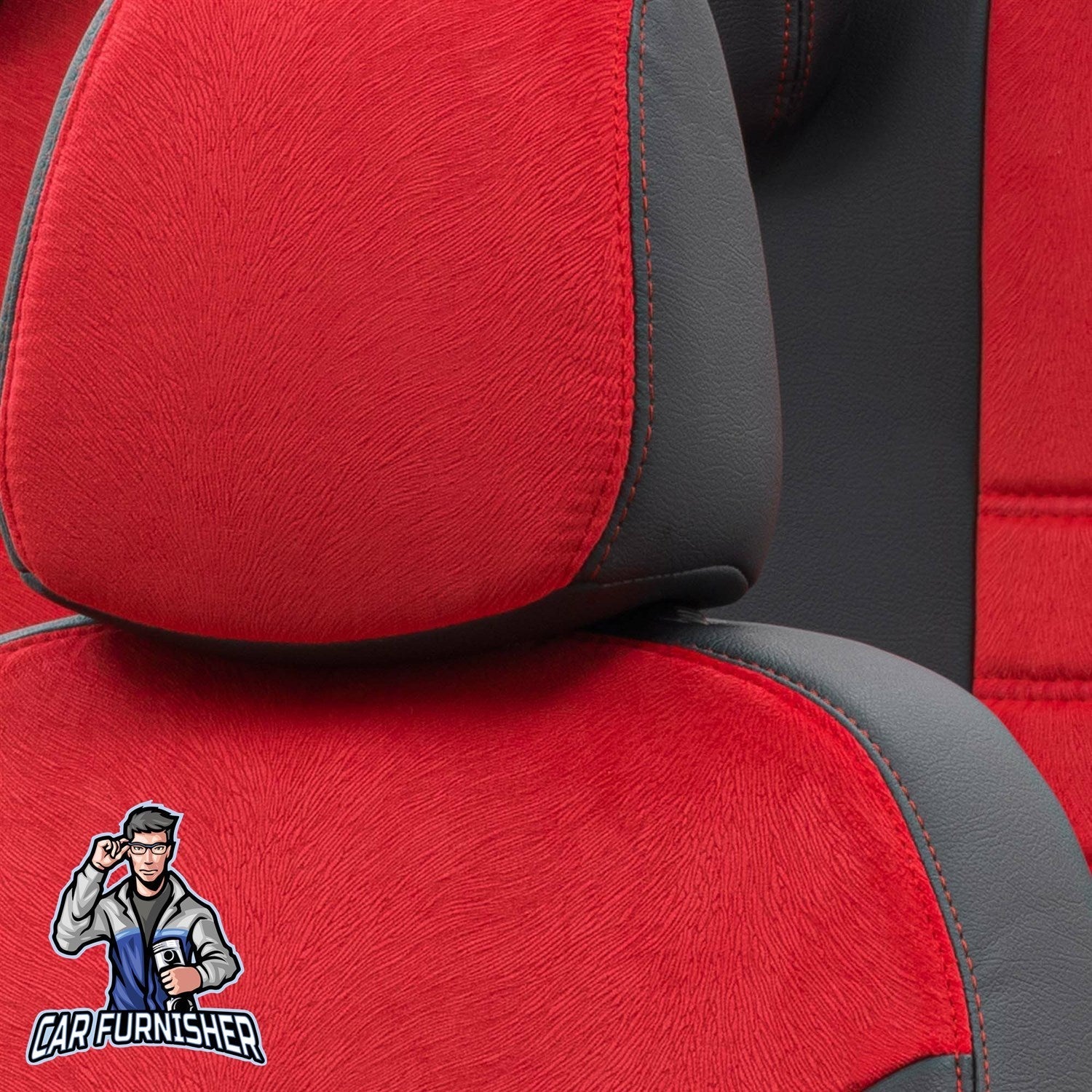 Ford S-Max Seat Covers London Foal Feather Design Red Leather & Foal Feather