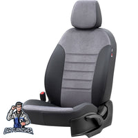 Thumbnail for Ford S-Max Seat Covers London Foal Feather Design Smoked Black Leather & Foal Feather