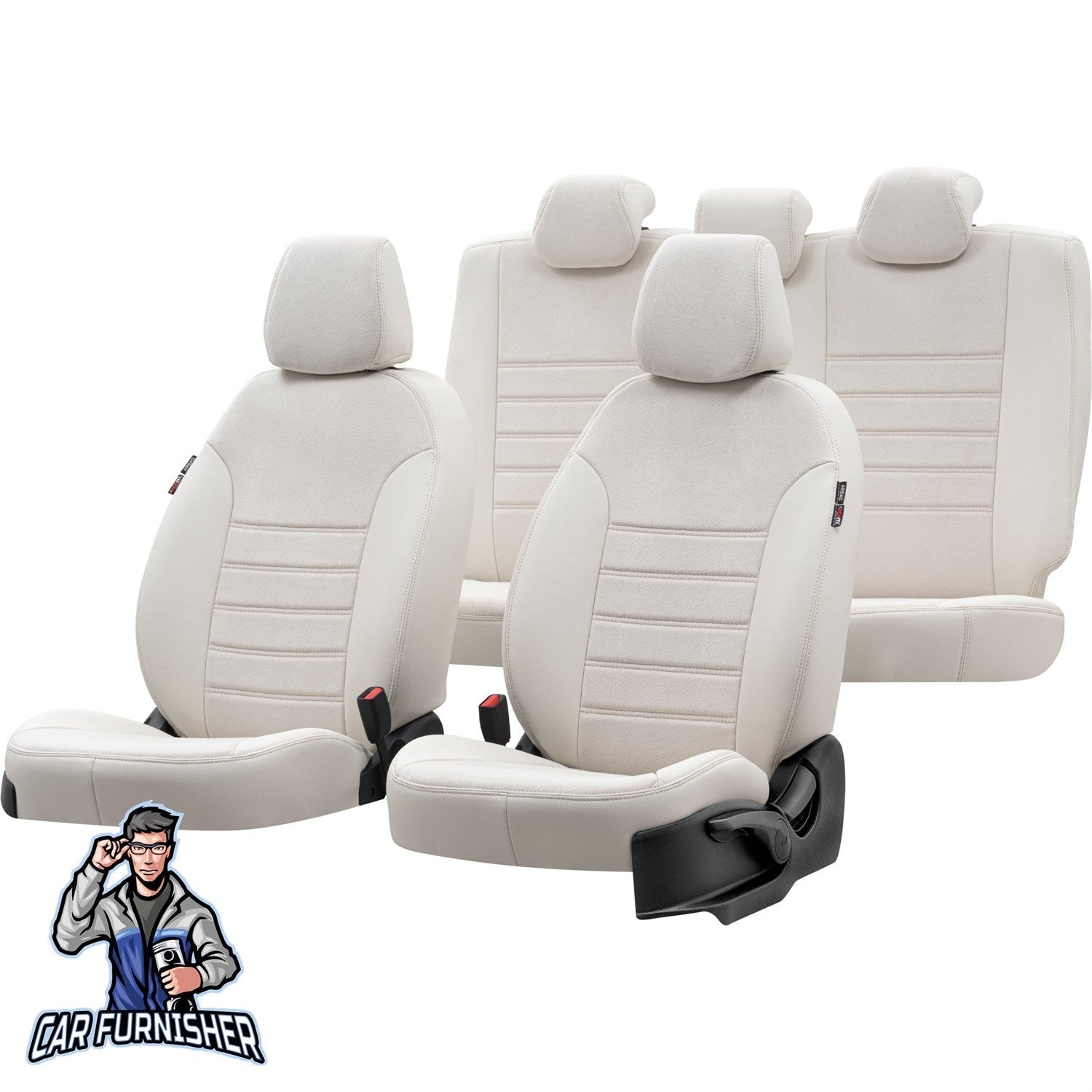 Ford S-Max Seat Covers London Foal Feather Design Ivory Leather & Foal Feather