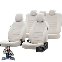 Thumbnail for Ford S-Max Seat Covers London Foal Feather Design Ivory Leather & Foal Feather