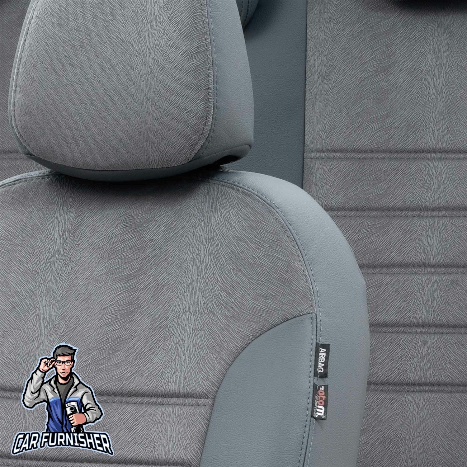 Ford S-Max Seat Covers London Foal Feather Design Smoked Leather & Foal Feather