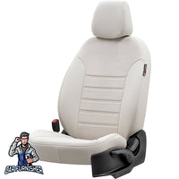 Thumbnail for Ford S-Max Seat Covers London Foal Feather Design Ivory Leather & Foal Feather