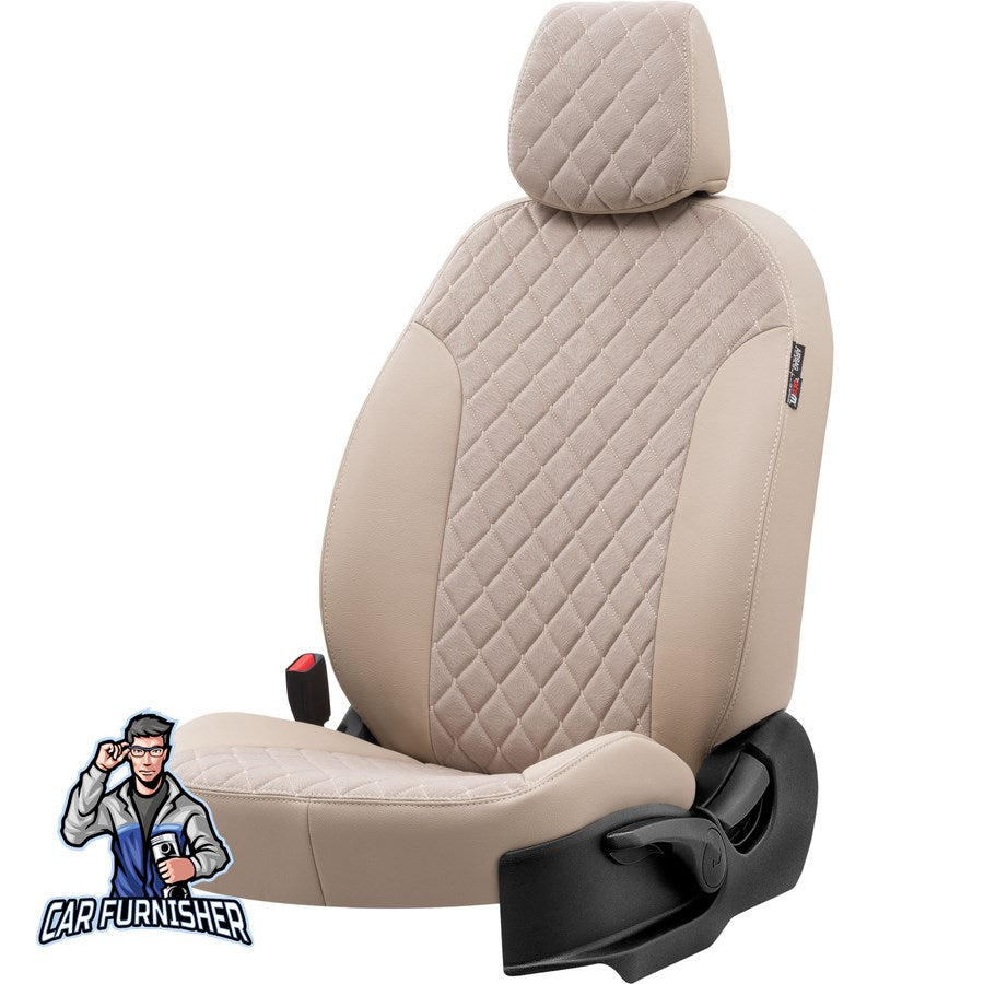 Ford Galaxy Seat Covers Madrid Foal Feather Design Beige Leather & Foal Feather