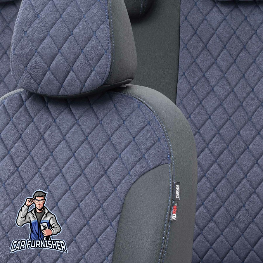 Ford Galaxy Seat Covers Madrid Foal Feather Design Blue Leather & Foal Feather