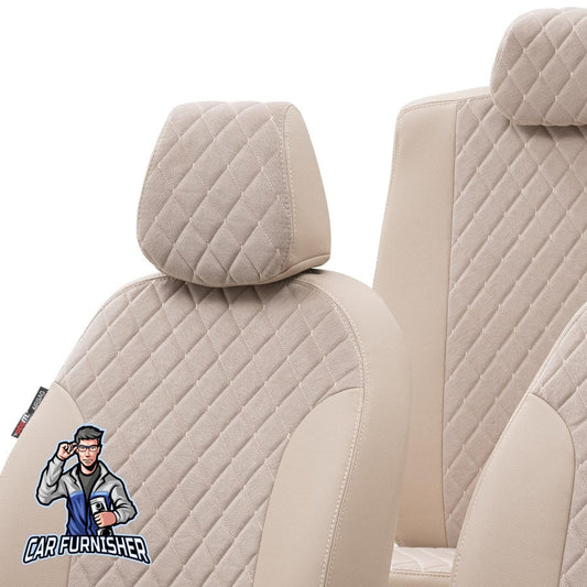 Ford Galaxy Seat Covers Madrid Foal Feather Design Beige Leather & Foal Feather