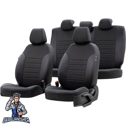 Ford Galaxy Seat Covers Paris Leather & Jacquard Design Black Leather & Jacquard Fabric