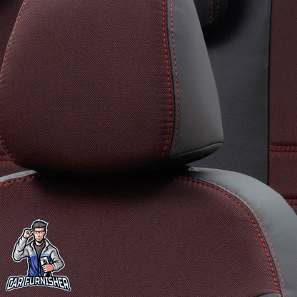 Ford Galaxy Seat Covers Paris Leather & Jacquard Design Red Leather & Jacquard Fabric