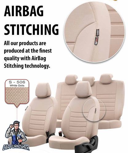 Ford Galaxy Seat Covers Paris Leather & Jacquard Design Dark Beige Leather & Jacquard Fabric