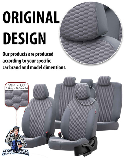 Ford S-Max Seat Covers Tokyo Foal Feather Design Dark Gray Leather & Foal Feather