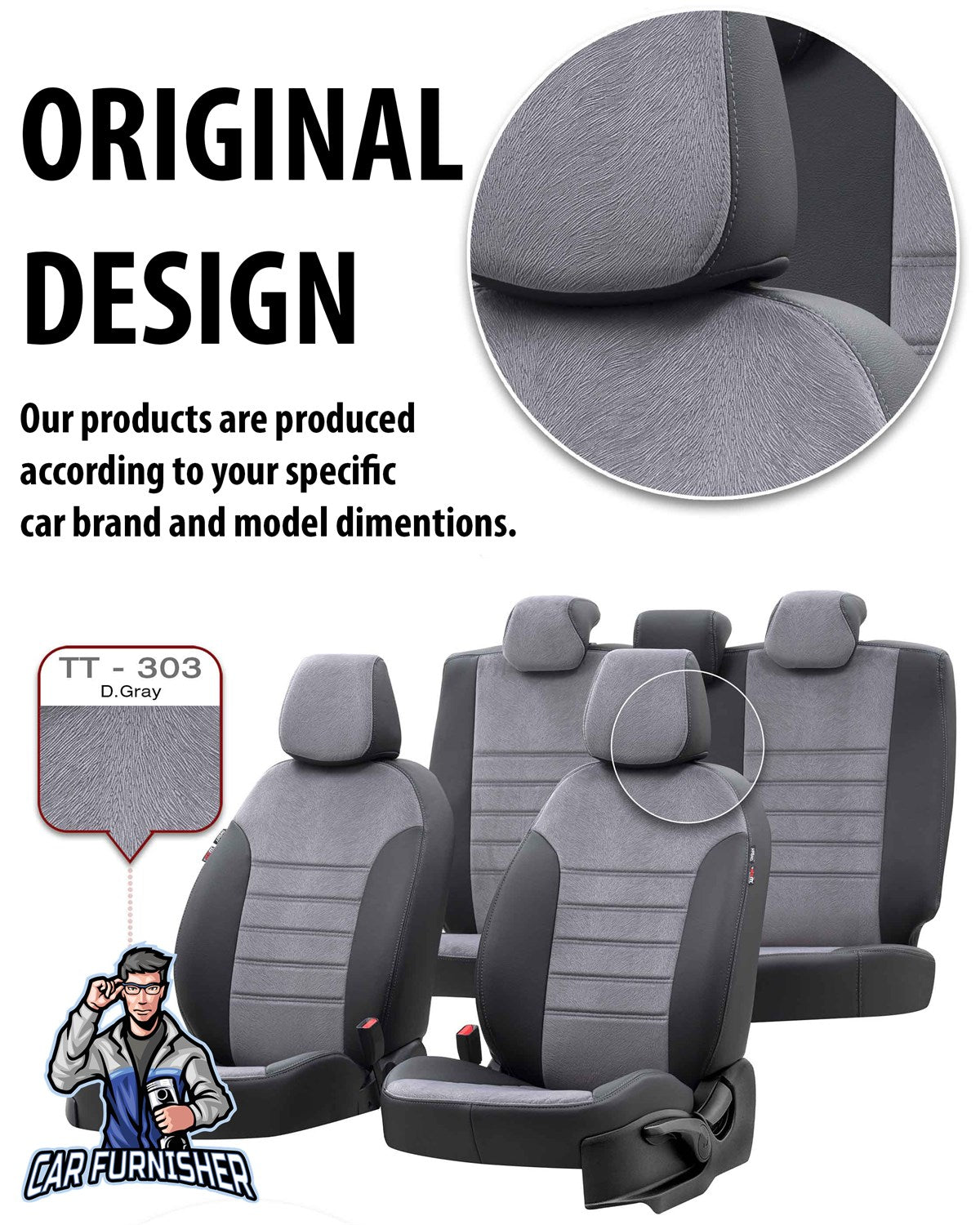 Ford Tourneo Courier Seat Covers London Foal Feather Design Smoked Black Leather & Foal Feather
