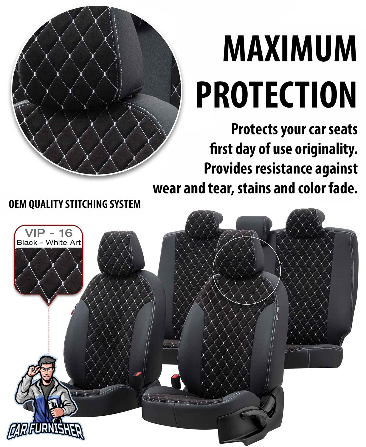 Ford Tourneo Courier Seat Covers Madrid Foal Feather Design Dark Gray Leather & Foal Feather