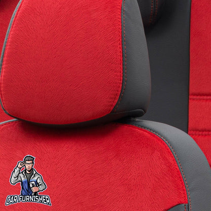 Ford Transit Seat Covers London Foal Feather Design Red Leather & Foal Feather
