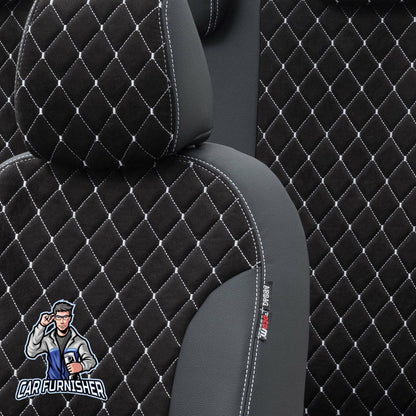Ford Transit Seat Covers Madrid Foal Feather Design Dark Gray Leather & Foal Feather