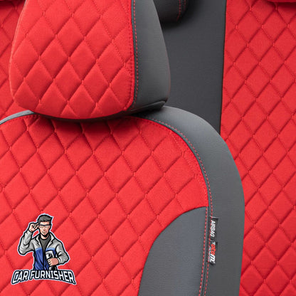 Ford Transit Seat Covers Madrid Foal Feather Design Red Leather & Foal Feather