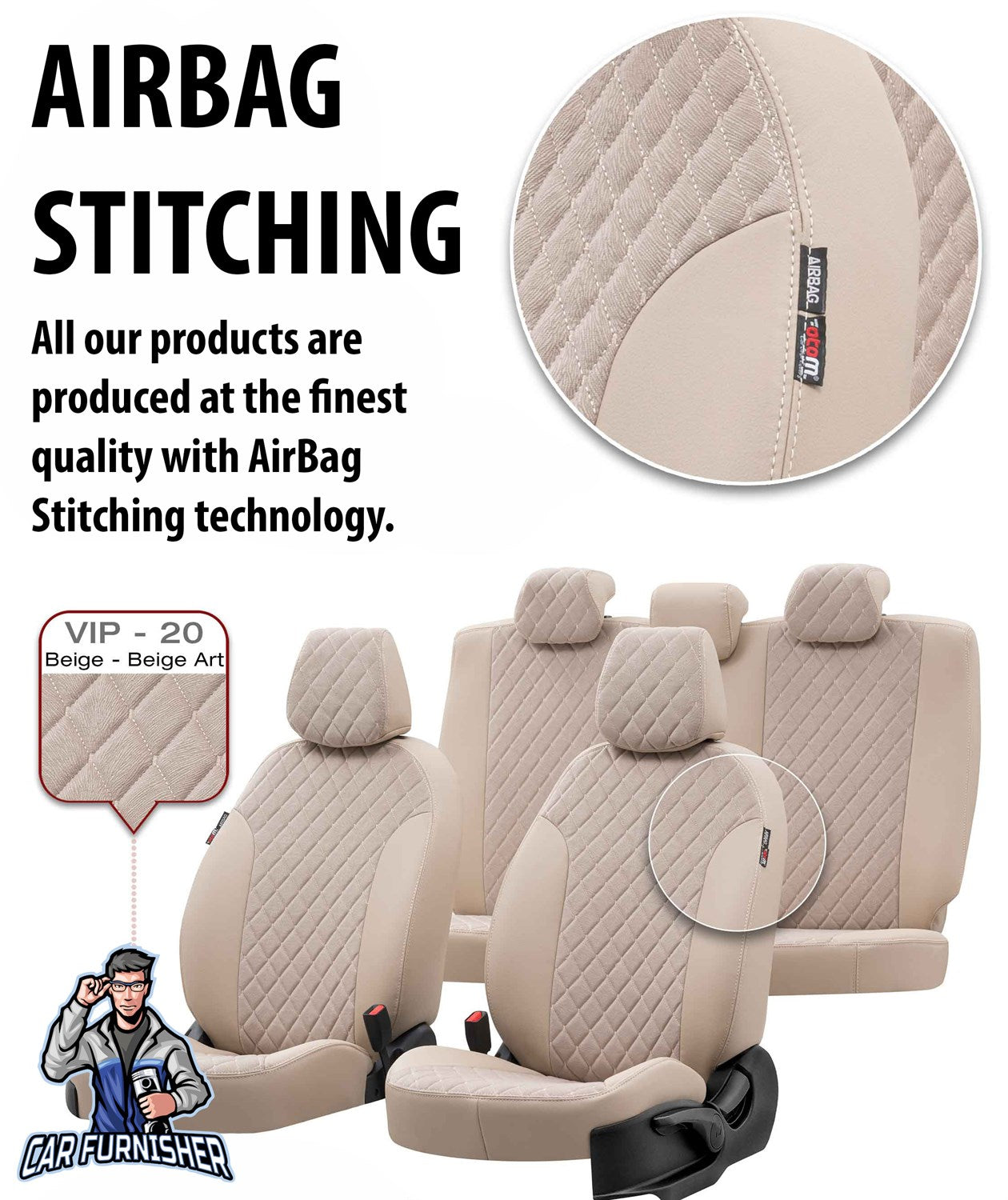 Ford Transit Seat Covers Madrid Foal Feather Design Beige Leather & Foal Feather