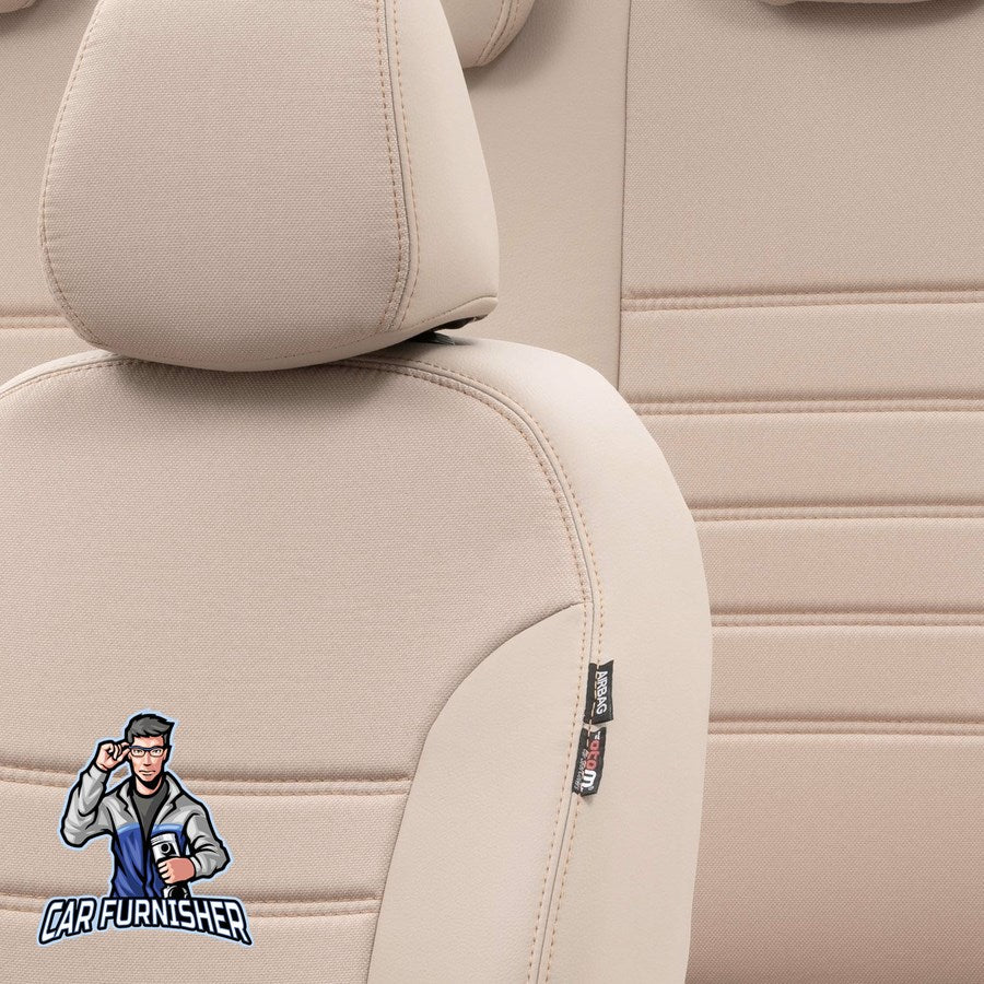 Ford Transit Seat Covers Paris Leather & Jacquard Design Beige Leather & Jacquard Fabric