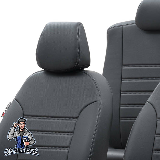 Geely Emgrand Car Seat Covers 2009-2023 HB / Sedan Istanbul Black Full Set (5 Seats + Handrest) Leather & Fabric