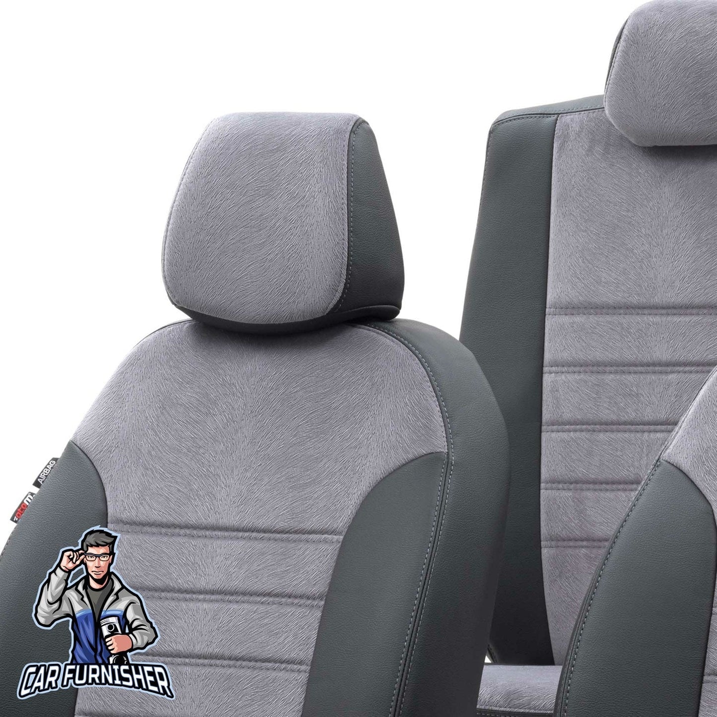 Geely Emgrand Seat Covers London Foal Feather Design Smoked Black Leather & Foal Feather
