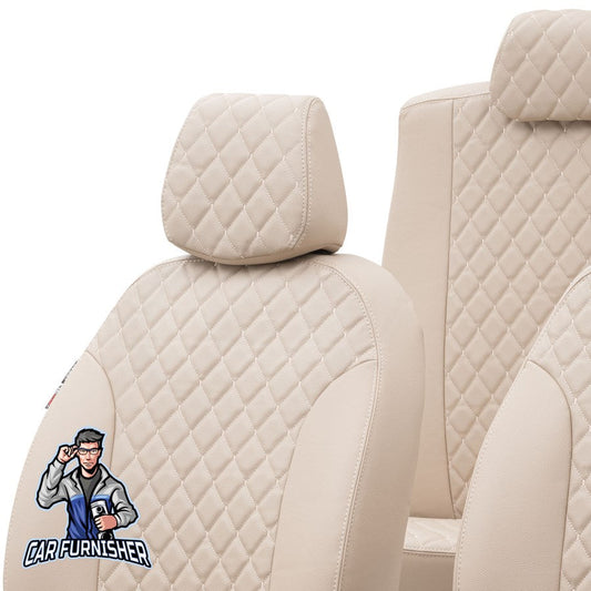 Geely Emgrand Car Seat Covers 2009-2023 HB / Sedan Madrid Design Beige Full Set (5 Seats + Handrest) Full Leather
